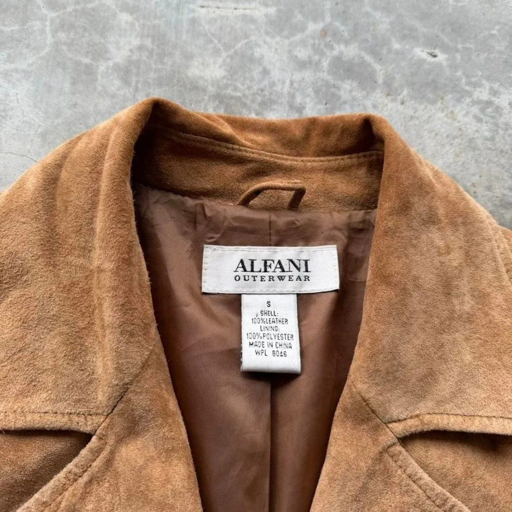 Vintage 90's Designer Alfani Tan Suede Soft leather jacket